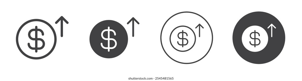 Ícone de aumento de dinheiro Simples esboço de logotipo do vetor