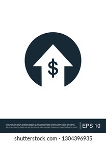 Money increase icon vector