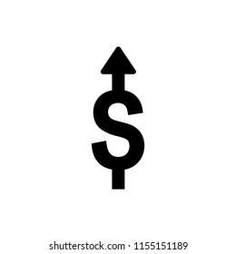 Money increases icon vector. dollar rate increase icon. Money symbol with stretching arrow up. rising prices.
