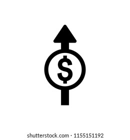 Money increases icon vector. dollar rate increase icon. Money symbol with stretching arrow up. rising prices.