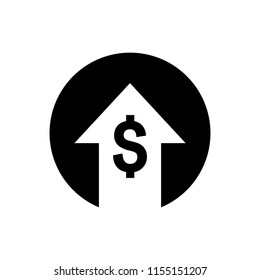 Money Increases Icon Vector. Dollar Rate Increase Icon. Money Symbol With Stretching Arrow Up. Rising Prices.