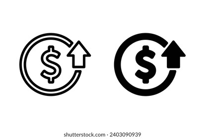 Money increases icon vector. Dollar up icon symbol vector for web site Computer and mobile app