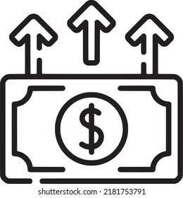 Aumento de dinero, Icono de interfaz de usuario móvil y UX, Icono de vector financiero, EPS