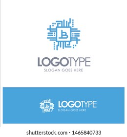 Money Industry, Bitcoin, Computer, Finance, Blue outLine Logo with place for tagline. Vector Icon Template background