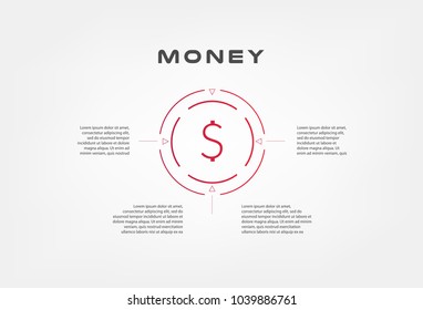 Money infographics. Element of chart, graph, diagram with 2 options - parts, processes, timeline. Vector business template for presentation, workflow layout, annual report