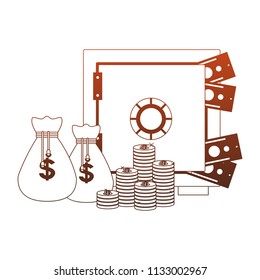 Money inside strongbox red lines