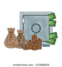 Money inside strongbox scribble