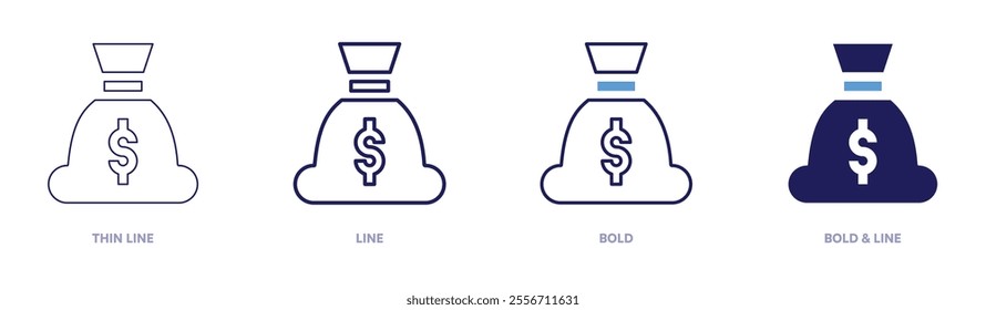 Money insights icon in 4 different styles. Thin Line, Line, Bold, and Bold Line. Duotone style. Editable stroke.