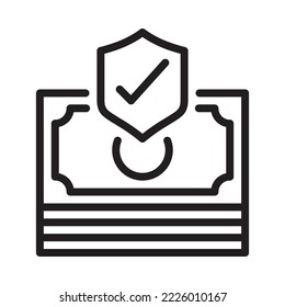 Money insurance icon. Outline style. Vector. Isolate on white background.