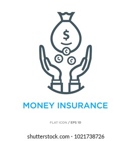 Money insurance line flat icon