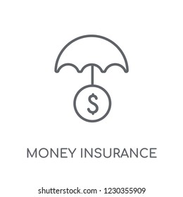 money insurance linear icon. Modern outline money insurance logo concept on white background from Insurance collection. Suitable for use on web apps, mobile apps and print media.