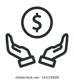 money insurance - minimal line web icon. simple vector illustration. concept for infographic, website or app.