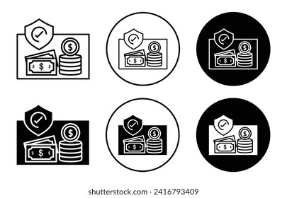 Money Insurance vector icon set collection. Money Insurance Outline flat Icon.