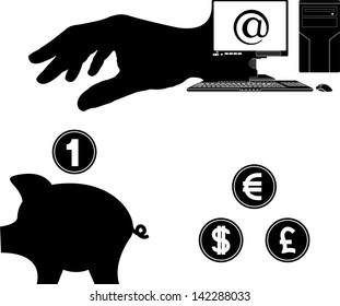 money from internet. vector illustration