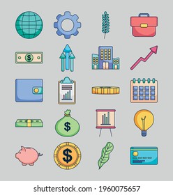 money and invest icons collection