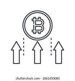 Money investing icon, linear isolated illustration, thin line vector, web design sign, outline concept symbol with editable stroke on white background.