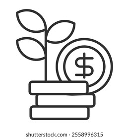 Money investment icon, Bank symbol outline icon, editable vector illustration and transparent graphic element. Isolated on white background