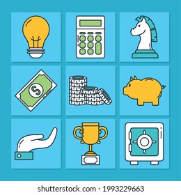 money and investment icon set
