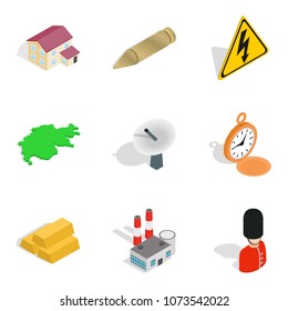 Money investment icons set. Isometric set of 9 money investment vector icons for web isolated on white background