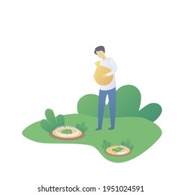 Money investment trap concept,financial risk management,businessman look at trap Sharp spikes,There is a tempting reward,vector illustration.