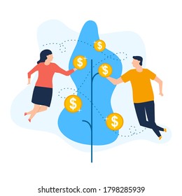 Money investment tree growth illustration