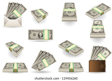 Money Isometric Cash Paper Dollar Bill.1 Dollar Bill Icon.