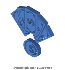 Money isometric left top view 3D icon