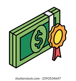 Money isometric outline 3d mini illustration icon, use for modern concept, UI or UX kit, web and app development. related to business, finance, economy.