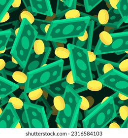 Money isometric style pattern seamless. dollars background. Rich texture