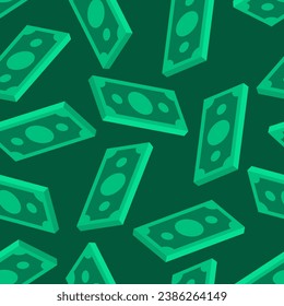 Patrón de estilo isométrico del dinero sin fisuras. fondo de dólares. Textura rica
