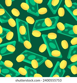 Money isometric style pattern seamless. dollars background. Rich texture