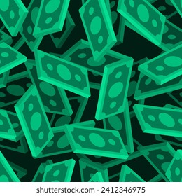 Money isometric style pattern seamless. dollars background. Rich texture