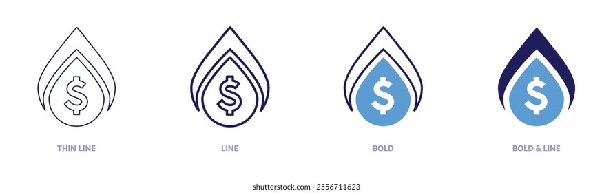 Money issue icon in 4 different styles. Thin Line, Line, Bold, and Bold Line. Duotone style. Editable stroke.