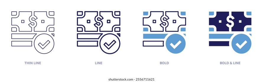 Money issues icon in 4 different styles. Thin Line, Line, Bold, and Bold Line. Duotone style. Editable stroke.