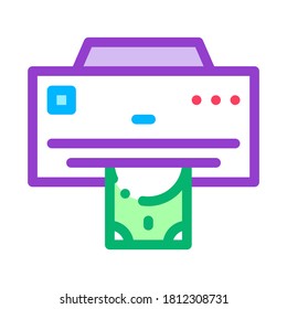 Money Issuing Printer Icon Vector. Melden Sie sich für die Ausgabe des Druckers an. Illustration des isolierten Stumpfsymboles