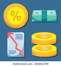 money items icon set design