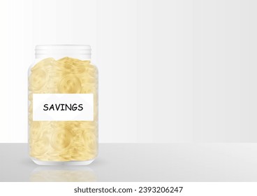 Money Jar or Money Bottle for Saving. Glass Jar with Coins. Growing Money, Saving and Investment Concept. 