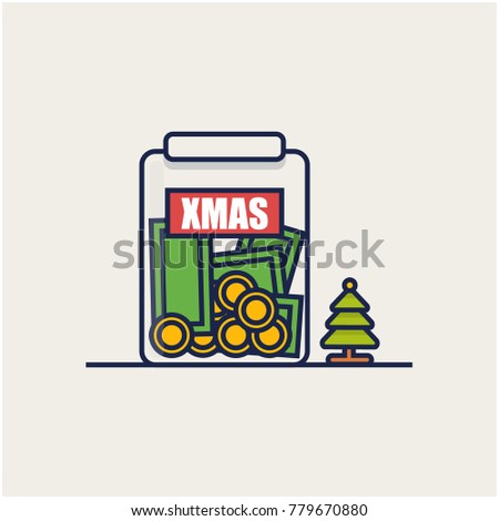 Money Jar Christmas Fun!   ds Tips Stock Vector Royalty Free 779670880 - money in jar christmas funds tips