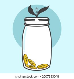 Money Jar or Coin box savings coins