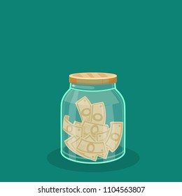 money in a jar, dollars, coins,