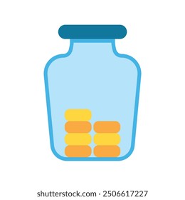 Money Jar Flat Icon Design For Personal nad Commercial Use