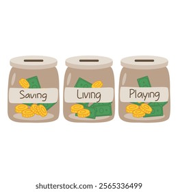 Money Jar. Saving dollar coin in jar