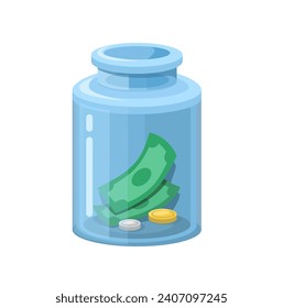 Money Jar For Saving or Tipping Symbol Cartoon illustration Vector