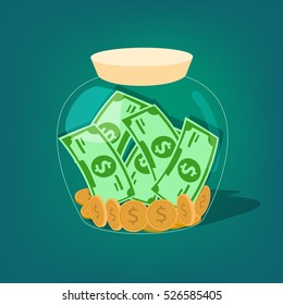 Money jar , Saving money - vector illustration