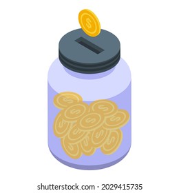 Money Jar Support Icon Isometric Vector. Financial Help. Business Economy