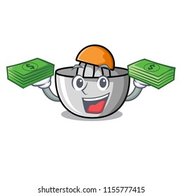 With money juicer mascot cartoon style