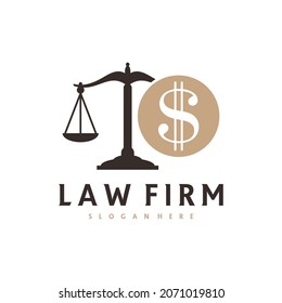 Logo-Vektorvorlage von Money Justice, Design-Konzepte der Kreativanwaltskanzlei