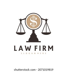 Logo-Vektorvorlage von Money Justice, Design-Konzepte der Kreativanwaltskanzlei