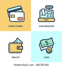 Money Keeping Icons for E-commerce Store and Business. Flat. Vector.