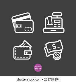 Money Keeping Icons for E-commerce Store and Business. Flat. Vector.